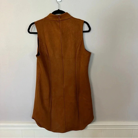 Lanston Women’s Sleeveless Brown Suede Turtleneck Back Zip-Up Dress Size L NWT - Picture 10 of 10